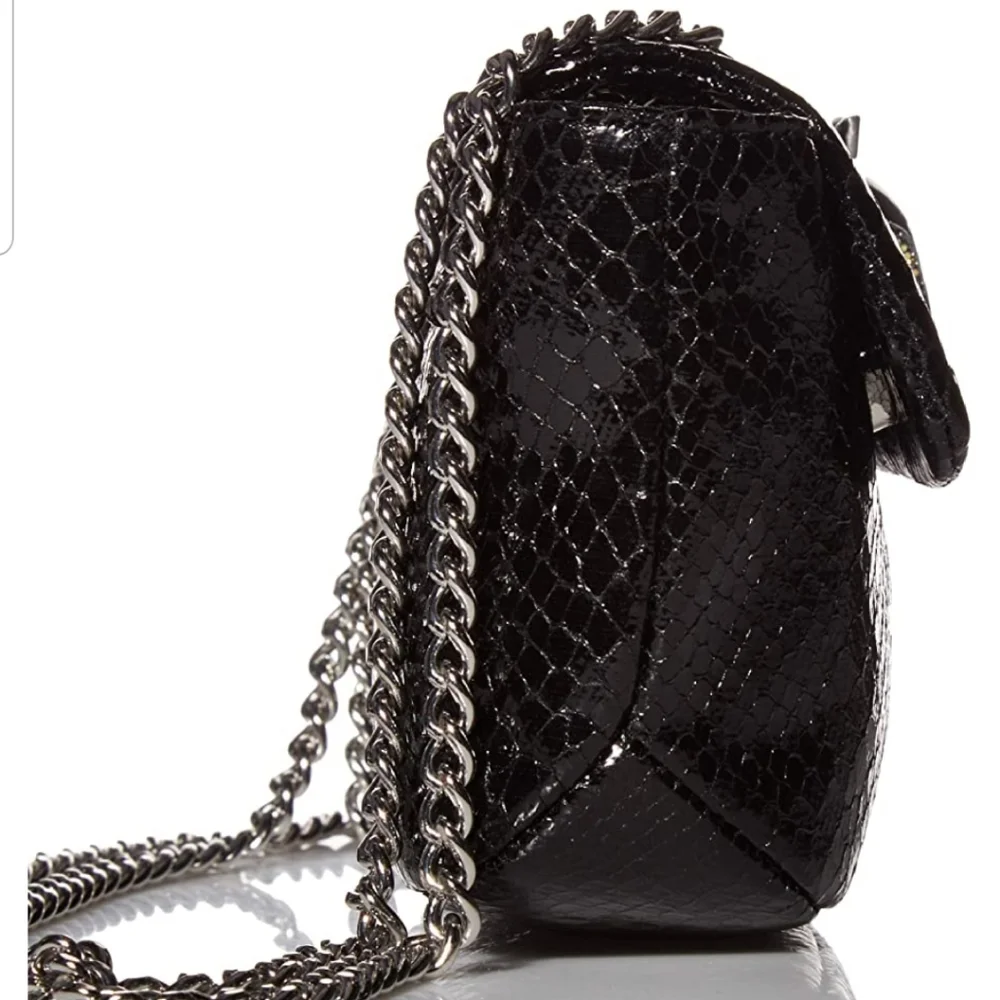 Betsey Johnson Slither & Shine Snake Embossed Crossbody Black Bag Rare NWT